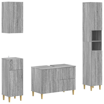 vidaXL 4 Piece Bathroom Cabinet Set DELFT Grey Sonoma Engineered Wood