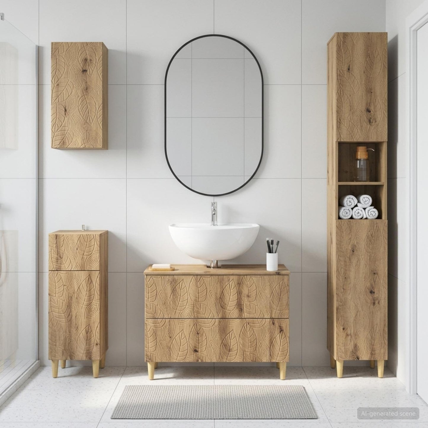 vidaXL 4 Piece Bathroom Cabinet Set DELFT Artisan Oak Engineered Wood