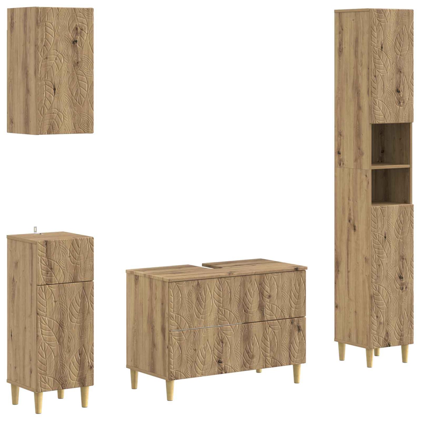 vidaXL 4 Piece Bathroom Cabinet Set DELFT Artisan Oak Engineered Wood
