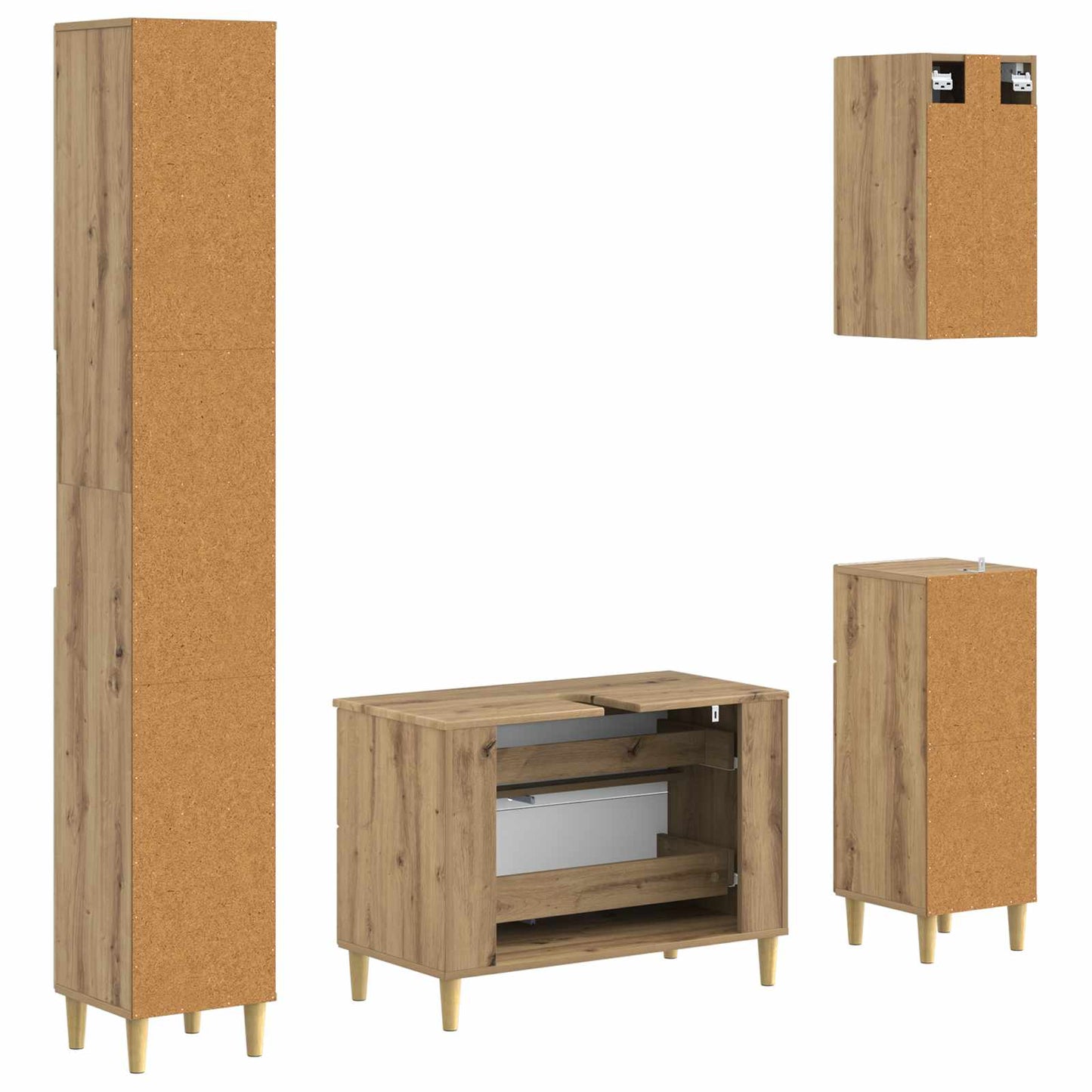 vidaXL 4 Piece Bathroom Cabinet Set DELFT Artisan Oak Engineered Wood
