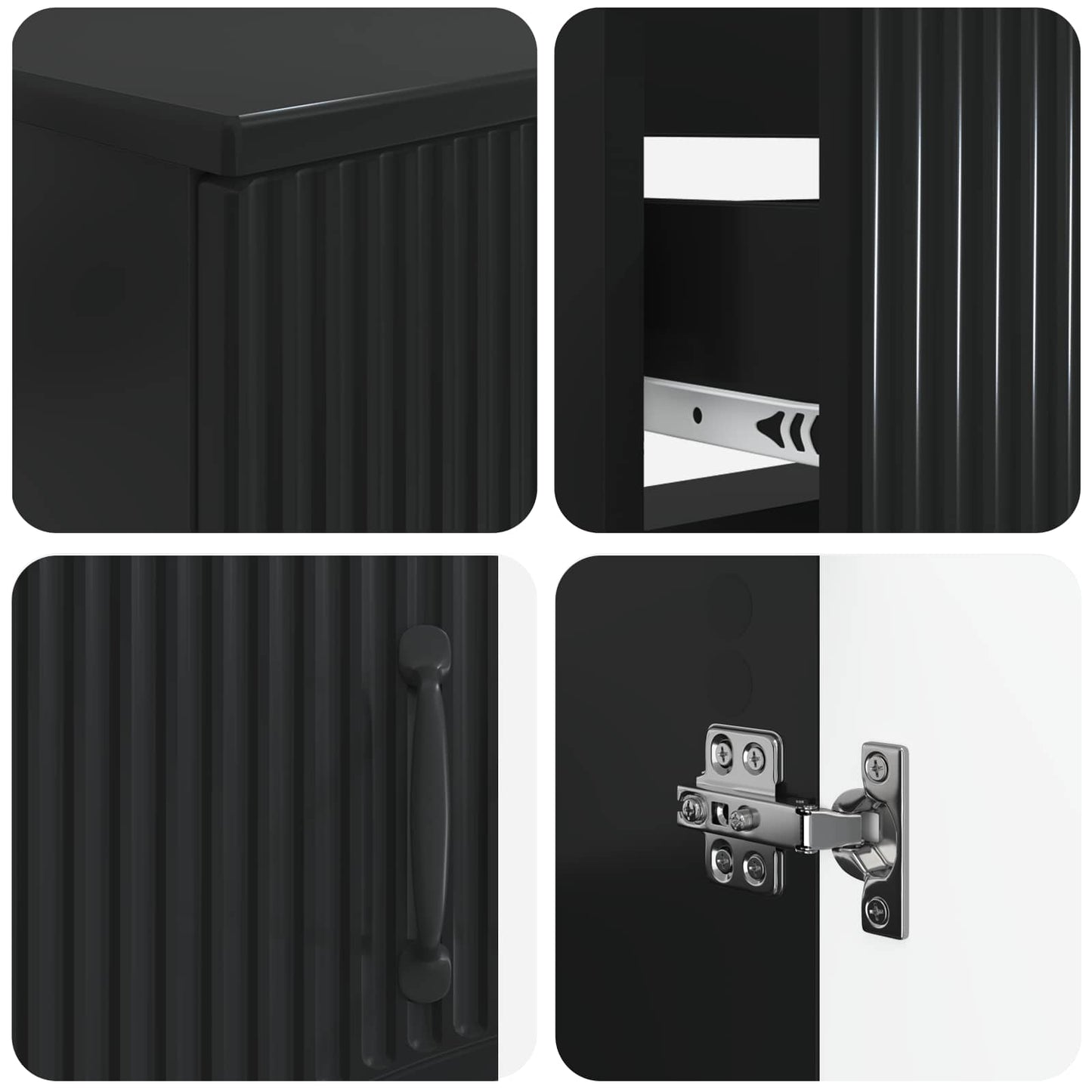 vidaXL 4 Piece Bathroom Cabinet Set HOORN Black Engineered Wood