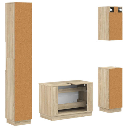 vidaXL 4 Piece Bathroom Cabinet Set HOORN Sonoma Oak Engineered Wood