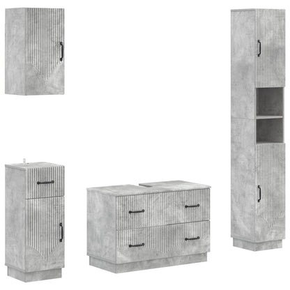 vidaXL 4 Piece Bathroom Cabinet Set HOORN Concrete Grey