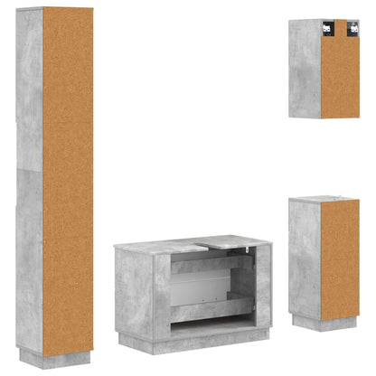 vidaXL 4 Piece Bathroom Cabinet Set HOORN Concrete Grey