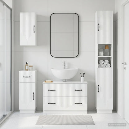 vidaXL 4 Piece Bathroom Cabinet Set HOORN High Gloss White