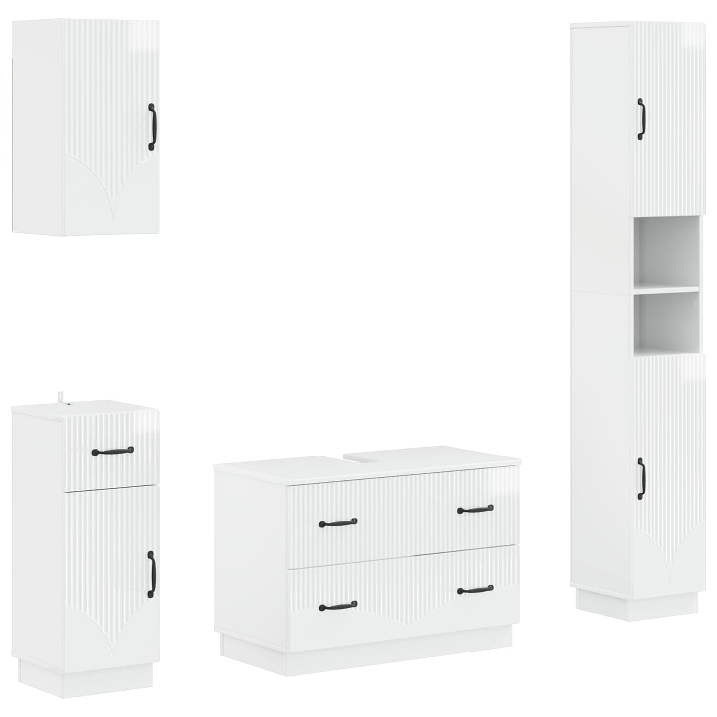 vidaXL 4 Piece Bathroom Cabinet Set HOORN High Gloss White