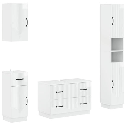 vidaXL 4 Piece Bathroom Cabinet Set HOORN High Gloss White