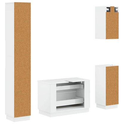 vidaXL 4 Piece Bathroom Cabinet Set HOORN High Gloss White