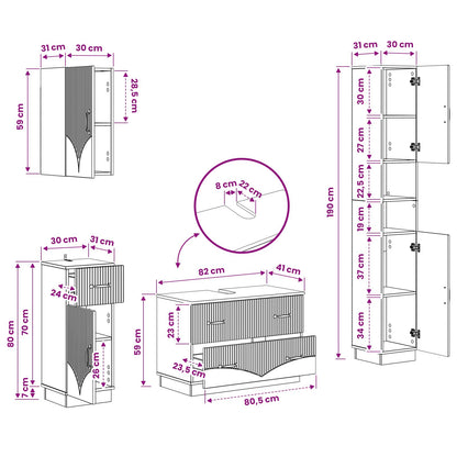 vidaXL 4 Piece Bathroom Cabinet Set HOORN Grey Sonoma Engineered Wood