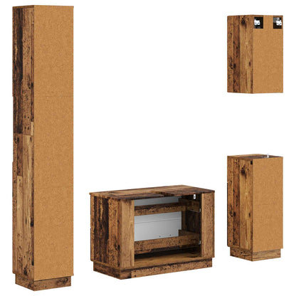 vidaXL 4 Piece Bathroom Cabinet Set HOORN Old Wood Engineered Wood