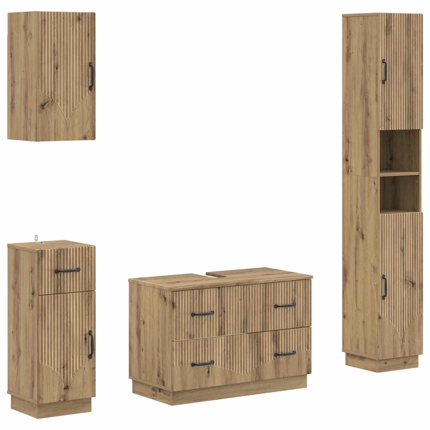 vidaXL 4 Piece Bathroom Cabinet Set HOORN Artisan Oak Engineered Wood