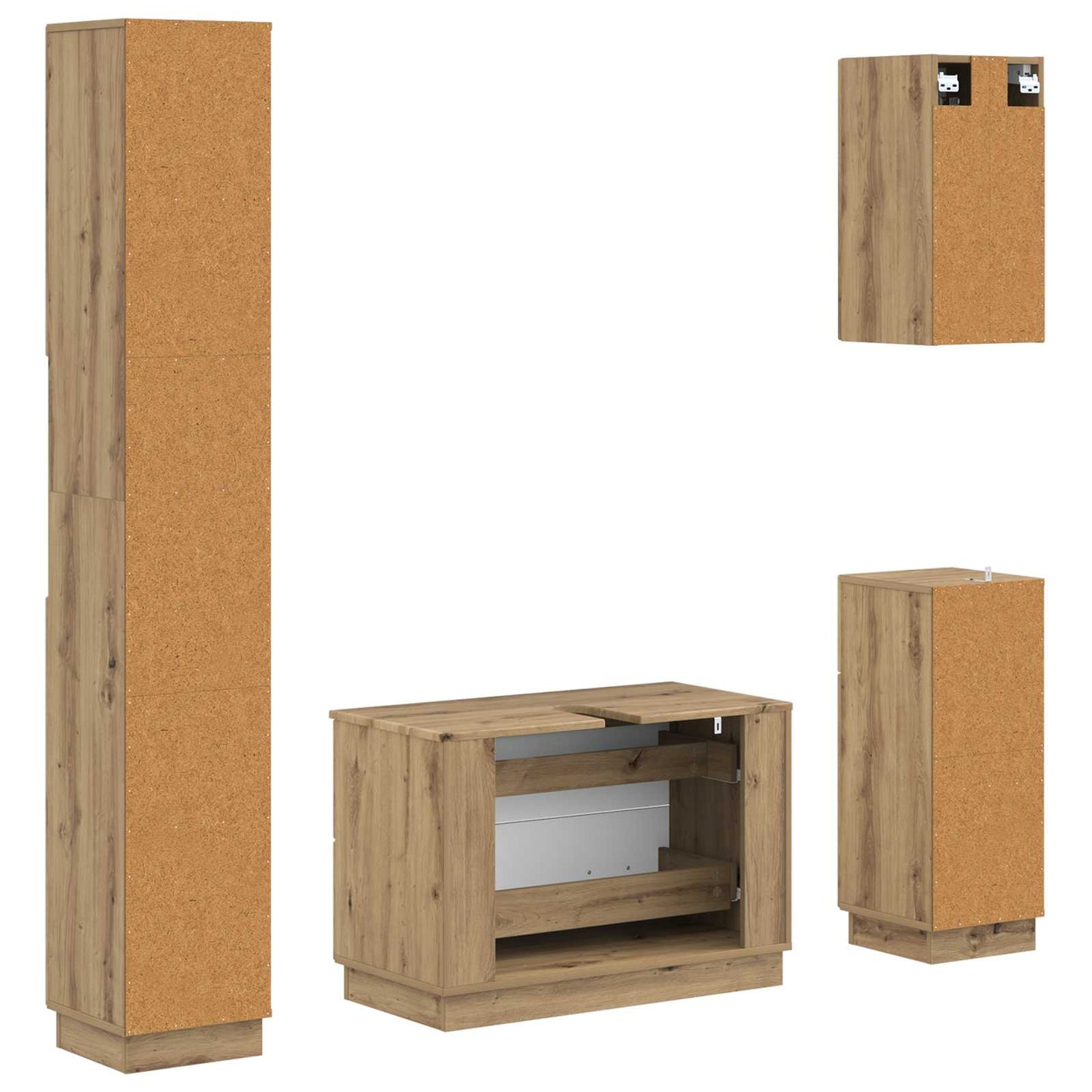 vidaXL 4 Piece Bathroom Cabinet Set HOORN Artisan Oak Engineered Wood