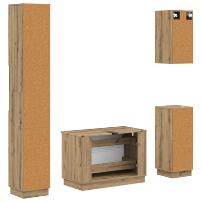 vidaXL 4 Piece Bathroom Cabinet Set HOORN Artisan Oak Engineered Wood