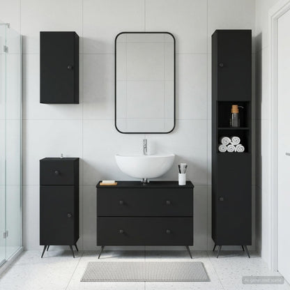 vidaXL 4 Piece Bathroom Cabinet Set BREDA Black Engineered Wood
