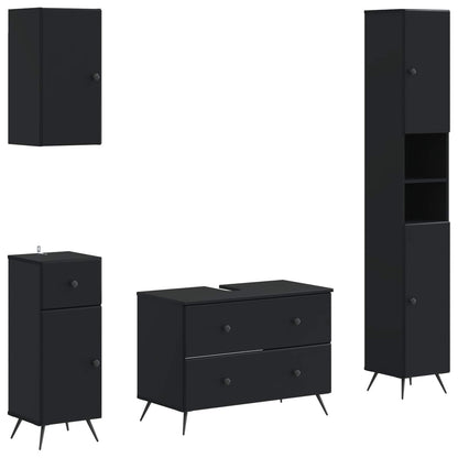 vidaXL 4 Piece Bathroom Cabinet Set BREDA Black Engineered Wood