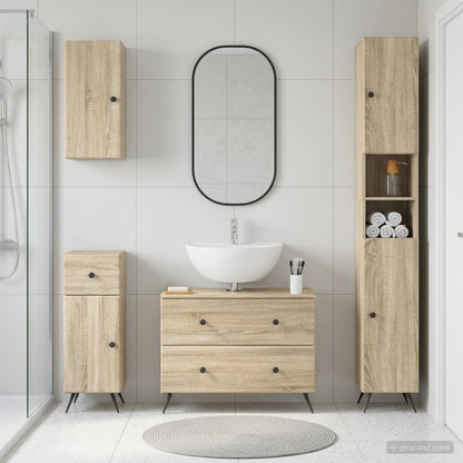 vidaXL 4 Piece Bathroom Cabinet Set BREDA Sonoma Oak Engineered Wood