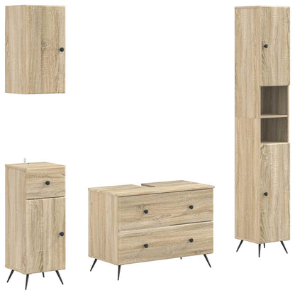 vidaXL 4 Piece Bathroom Cabinet Set BREDA Sonoma Oak Engineered Wood