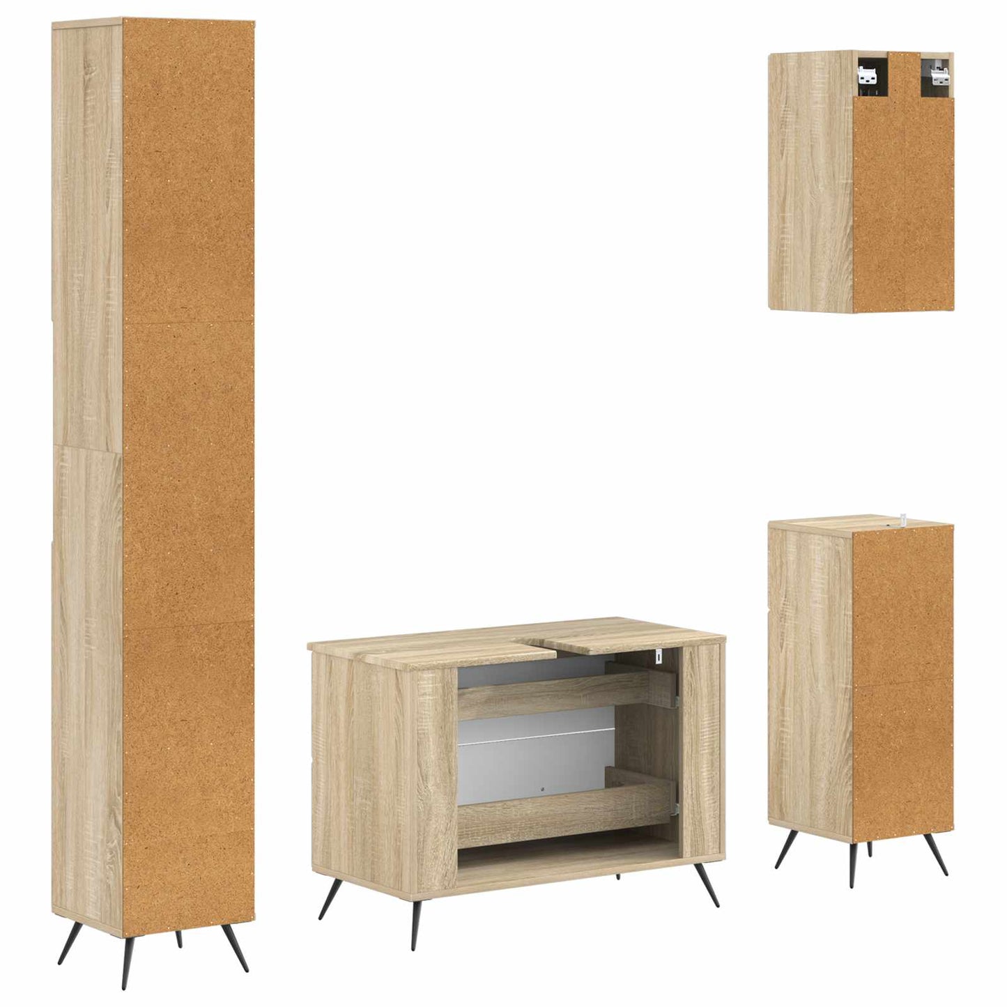 vidaXL 4 Piece Bathroom Cabinet Set BREDA Sonoma Oak Engineered Wood