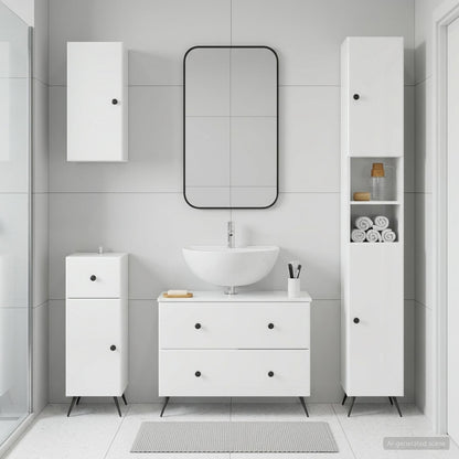 vidaXL 4 Piece Bathroom Cabinet Set BREDA High Gloss White