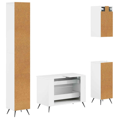 vidaXL 4 Piece Bathroom Cabinet Set BREDA High Gloss White