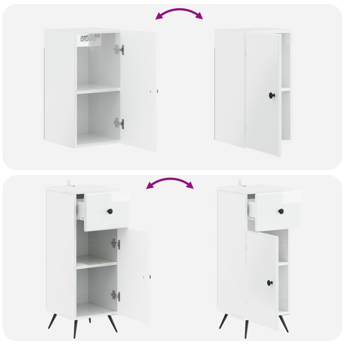 vidaXL 4 Piece Bathroom Cabinet Set BREDA High Gloss White