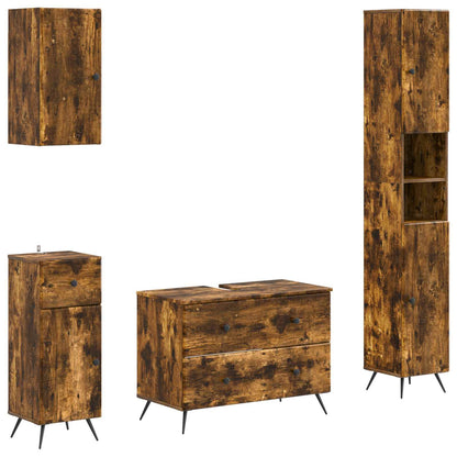 vidaXL 4 Piece Bathroom Cabinet Set BREDA Smoked Oak Engineered Wood
