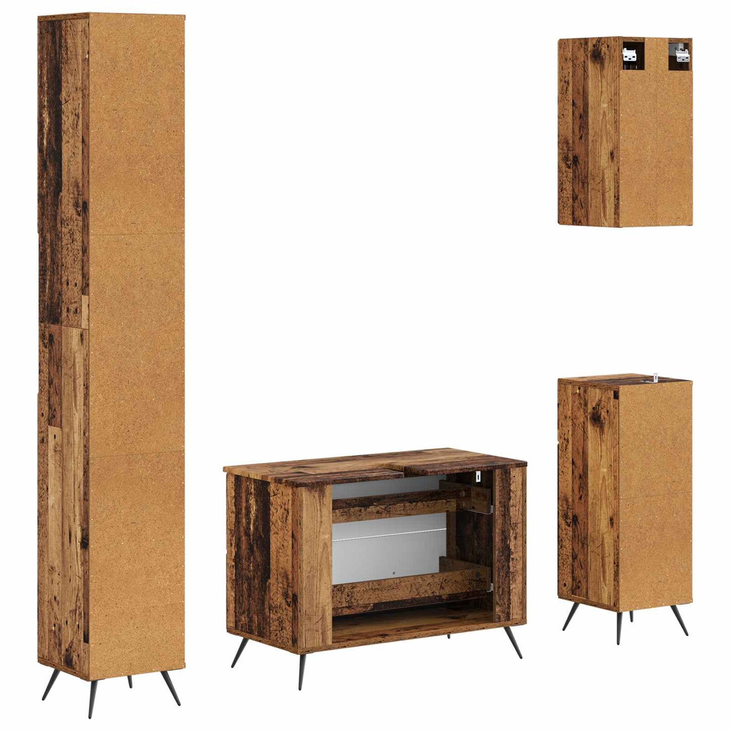 vidaXL 4 Piece Bathroom Cabinet Set BREDA Old Wood Engineered Wood