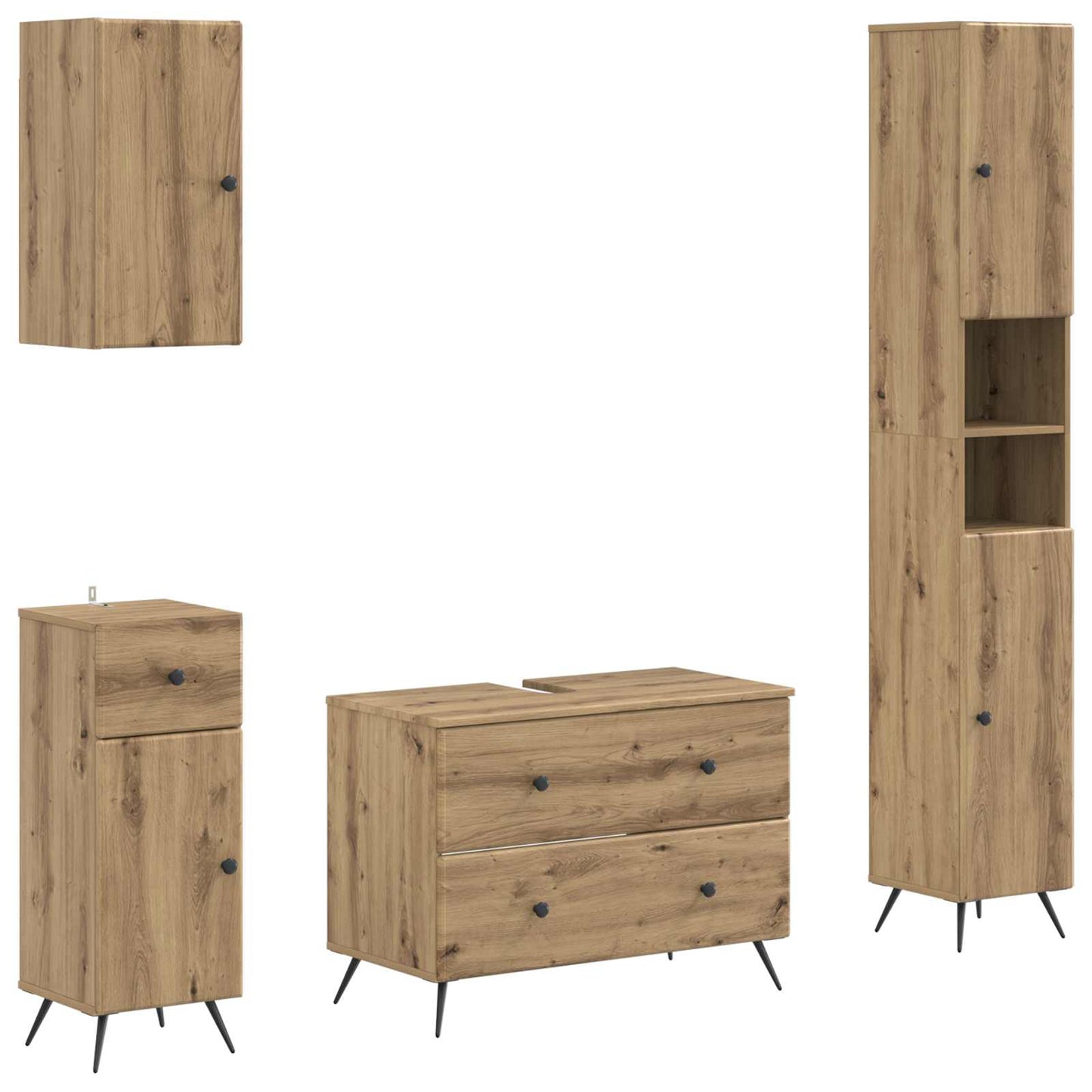 vidaXL 4 Piece Bathroom Cabinet Set BREDA Artisan Oak Engineered Wood