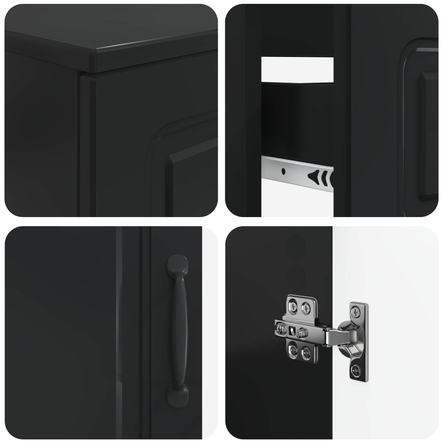 vidaXL 4 Piece Bathroom Cabinet Set UTRECHT Black Engineered Wood