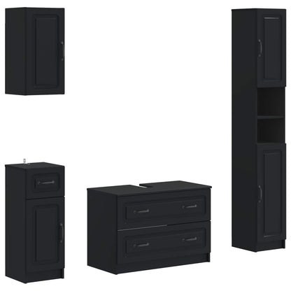 vidaXL 4 Piece Bathroom Cabinet Set UTRECHT Black Engineered Wood
