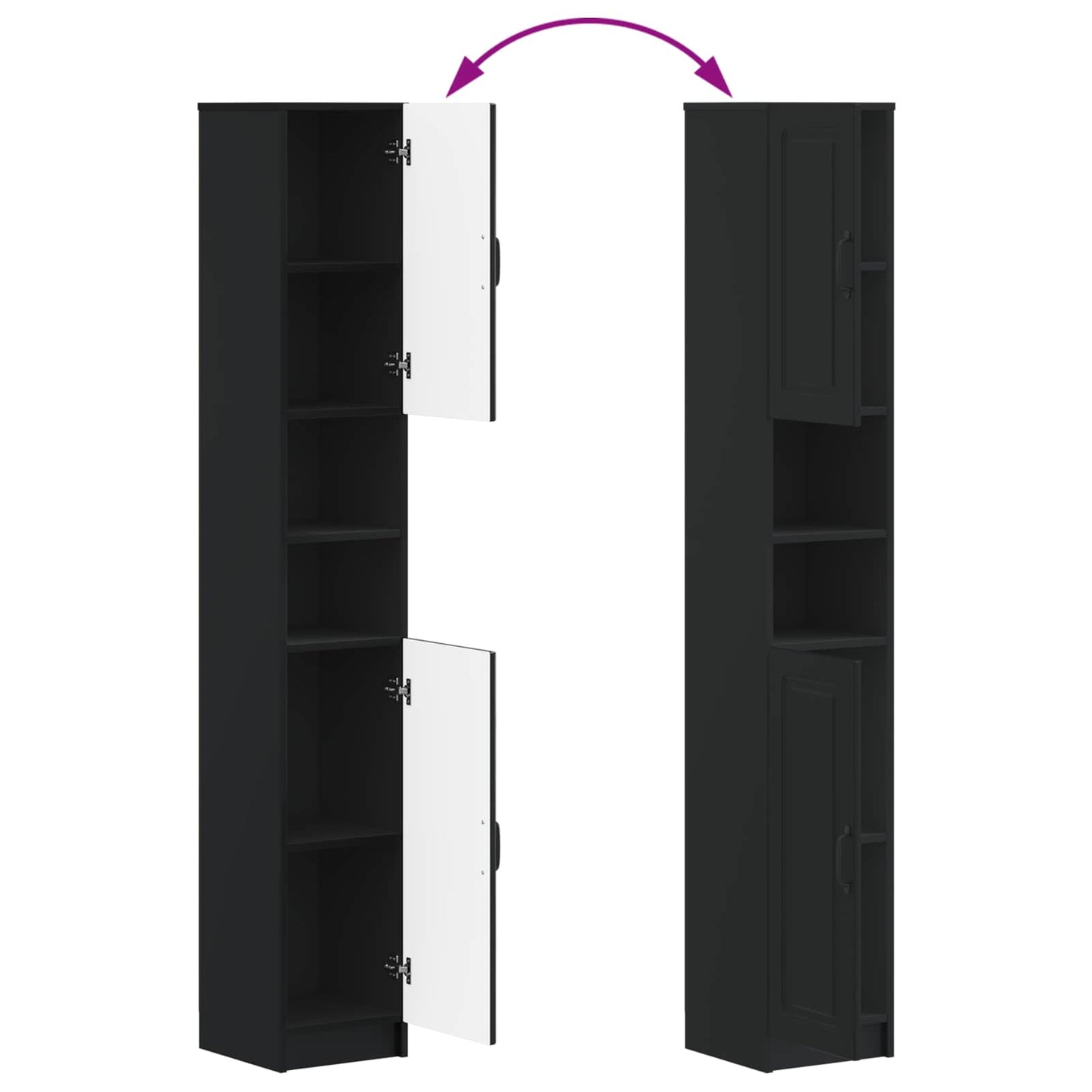 vidaXL 4 Piece Bathroom Cabinet Set UTRECHT Black Engineered Wood