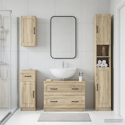 vidaXL 4 Piece Bathroom Cabinet Set UTRECHT Sonoma Oak Engineered Wood