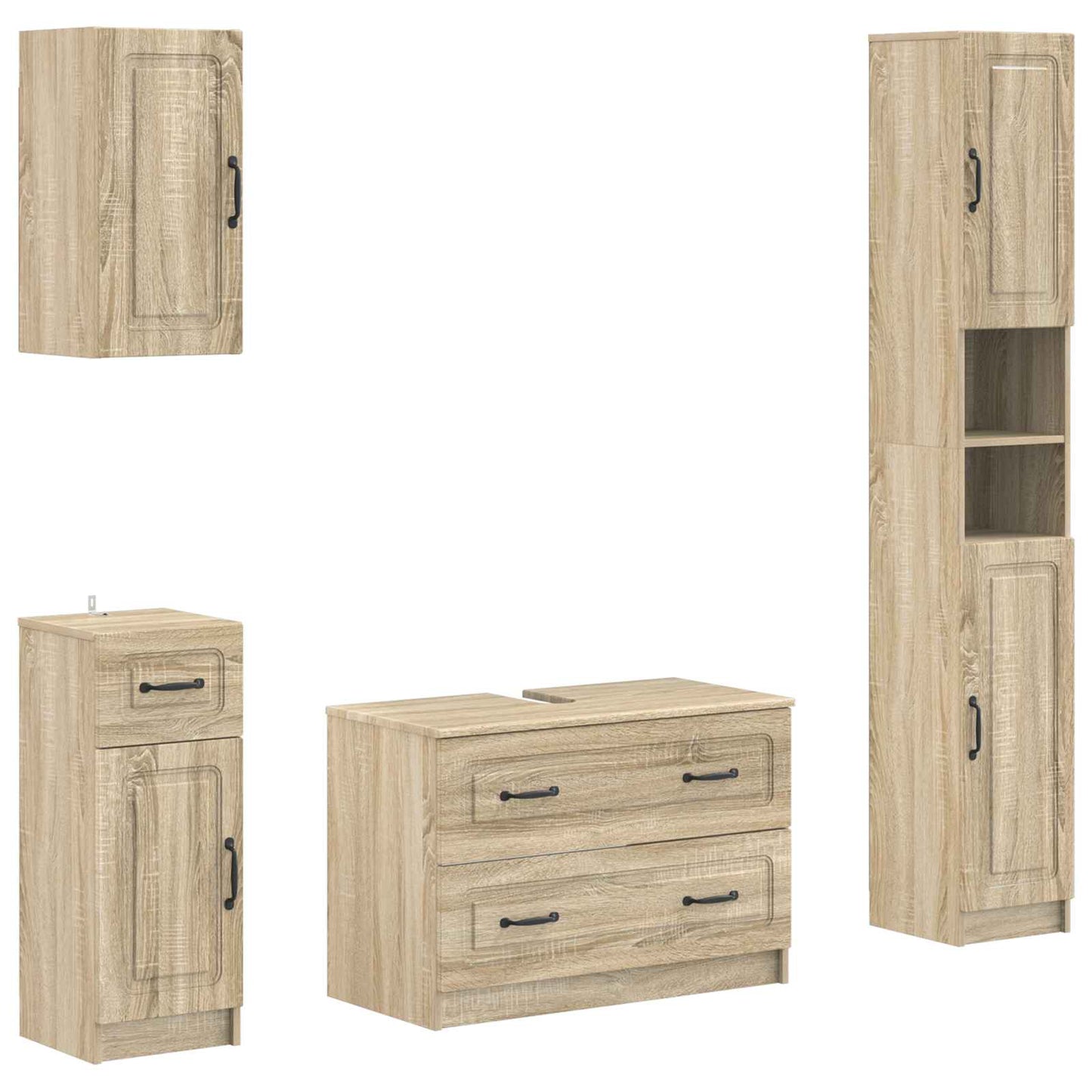 vidaXL 4 Piece Bathroom Cabinet Set UTRECHT Sonoma Oak Engineered Wood