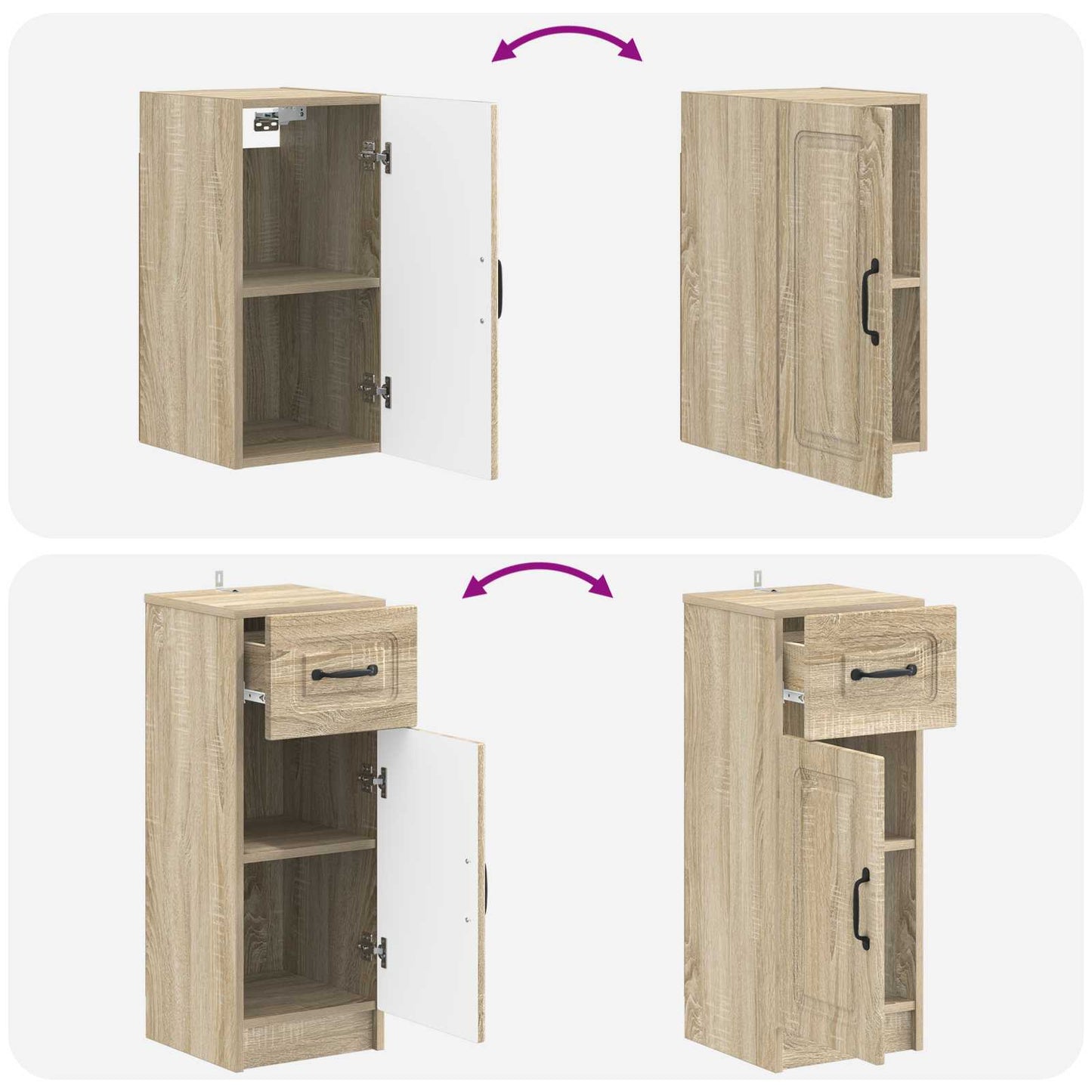 vidaXL 4 Piece Bathroom Cabinet Set UTRECHT Sonoma Oak Engineered Wood