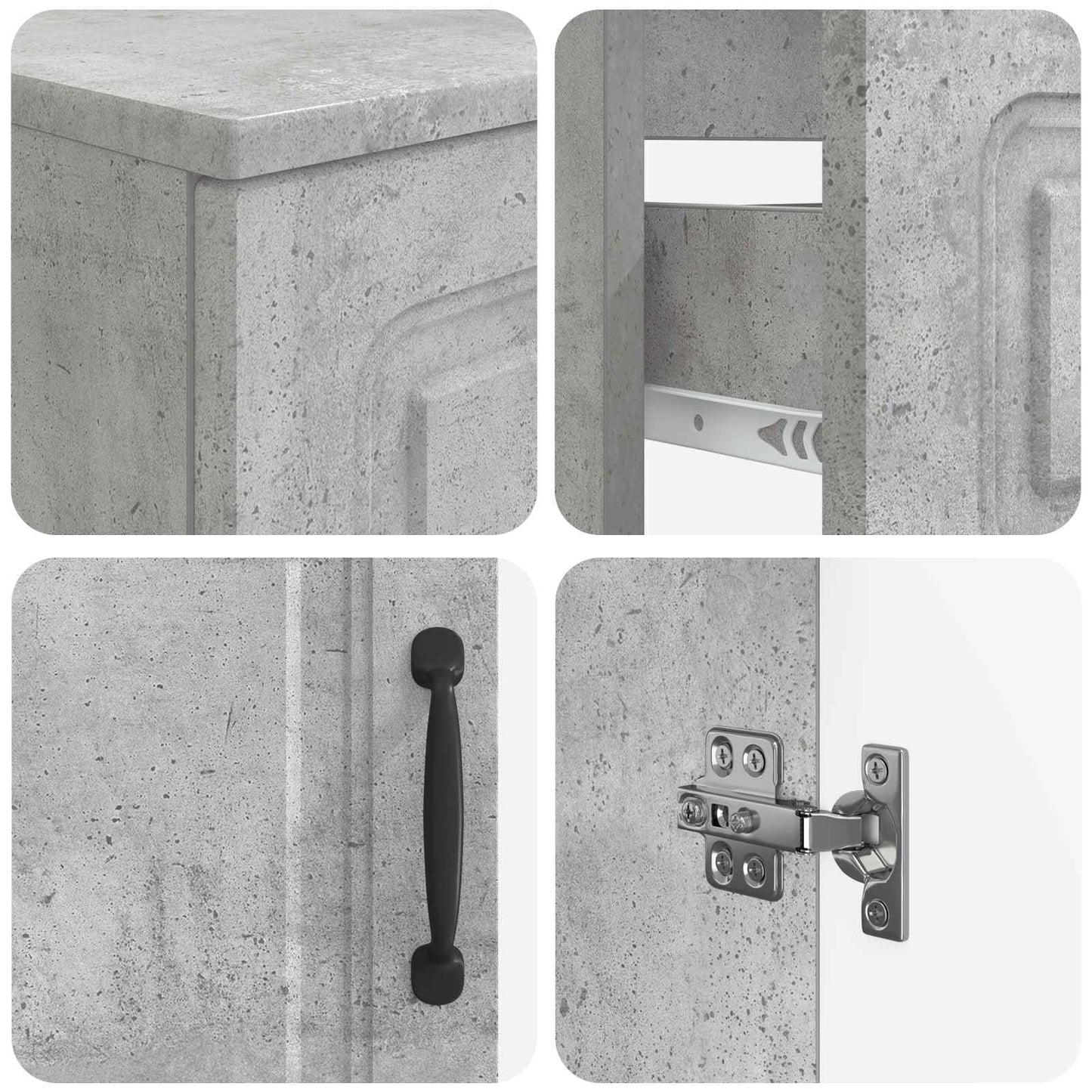 vidaXL 4 Piece Bathroom Cabinet Set UTRECHT Concrete Grey