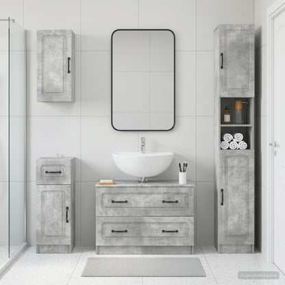 vidaXL 4 Piece Bathroom Cabinet Set UTRECHT Concrete Grey