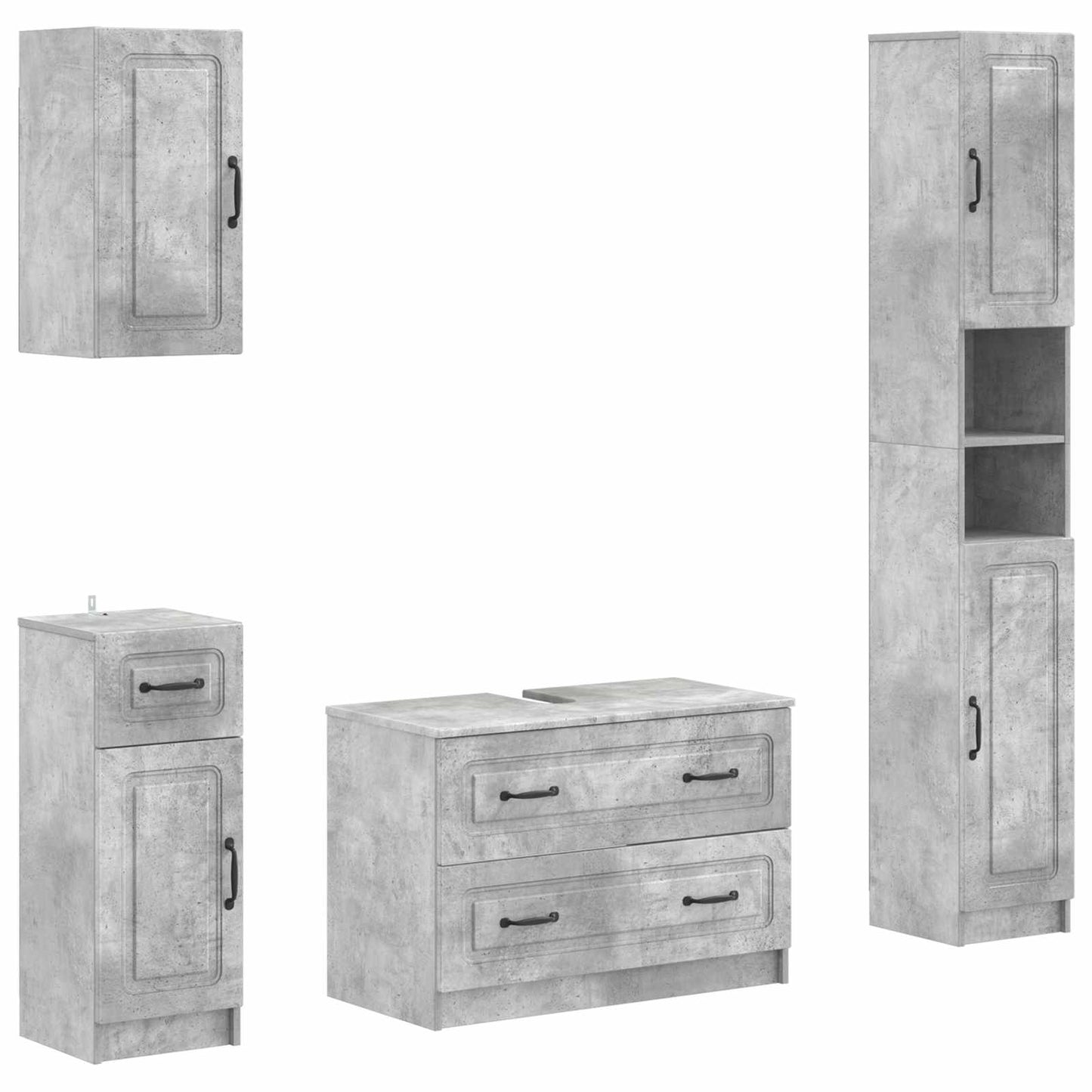 vidaXL 4 Piece Bathroom Cabinet Set UTRECHT Concrete Grey