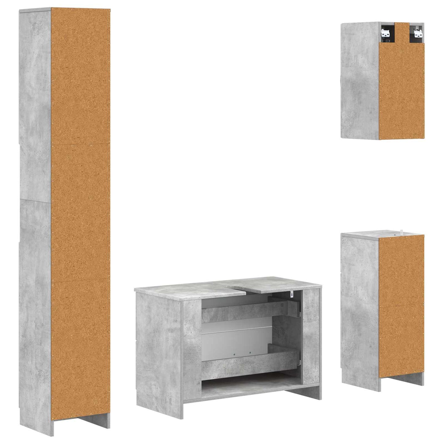 vidaXL 4 Piece Bathroom Cabinet Set UTRECHT Concrete Grey