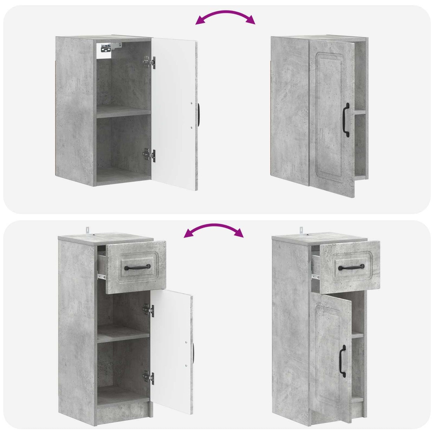 vidaXL 4 Piece Bathroom Cabinet Set UTRECHT Concrete Grey
