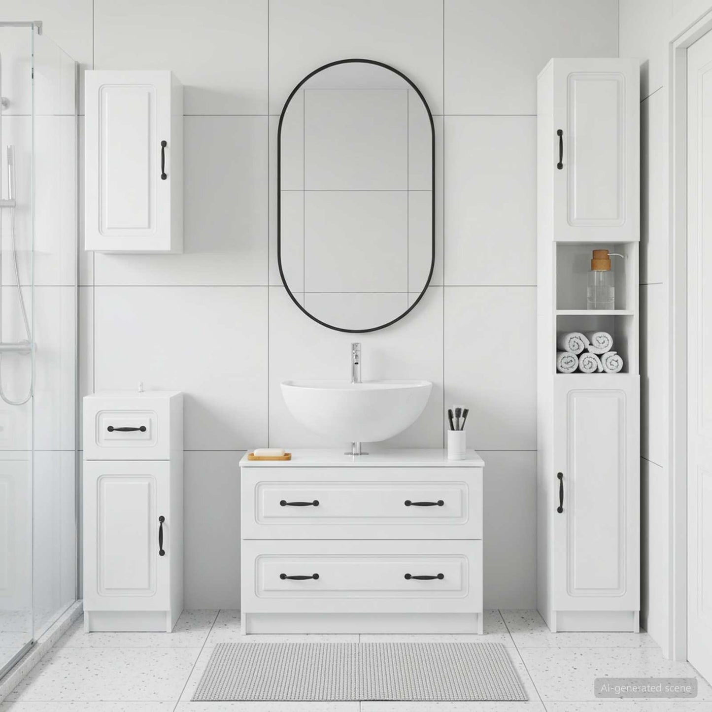 vidaXL 4 Piece Bathroom Cabinet Set UTRECHT High Gloss White
