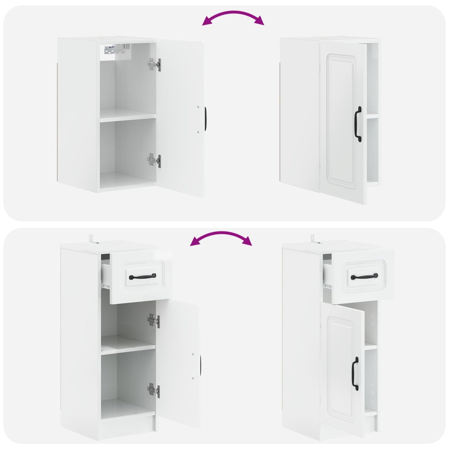 vidaXL 4 Piece Bathroom Cabinet Set UTRECHT High Gloss White