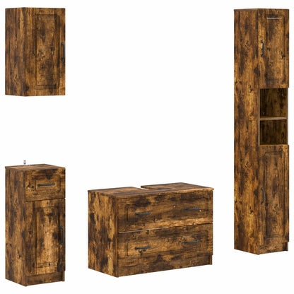 vidaXL 4 Piece Bathroom Cabinet Set UTRECHT Smoked Oak Engineered Wood