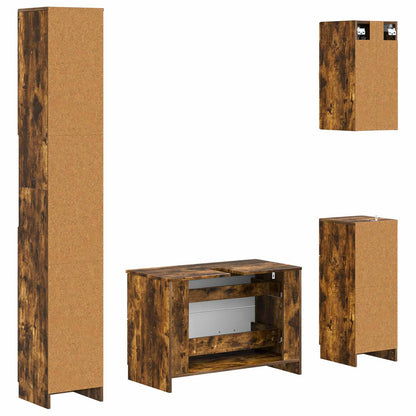 vidaXL 4 Piece Bathroom Cabinet Set UTRECHT Smoked Oak Engineered Wood