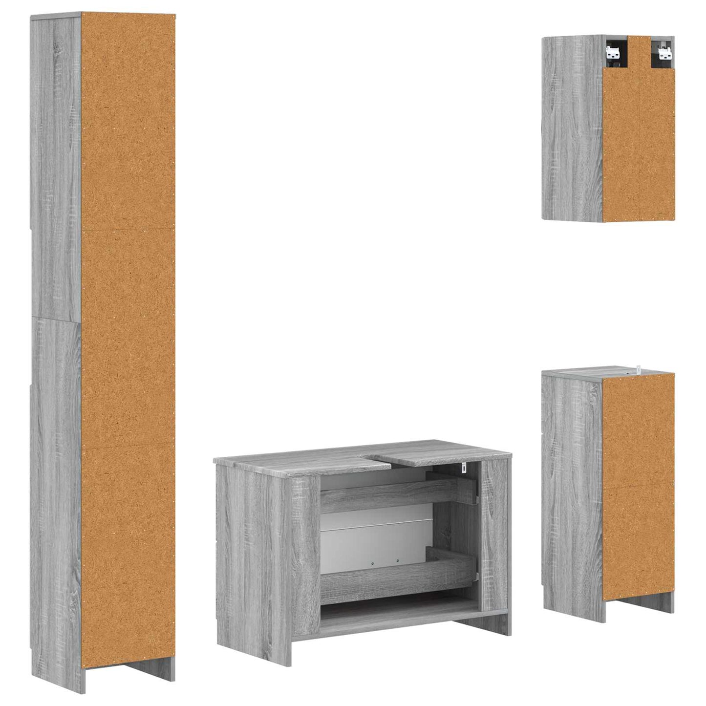 vidaXL 4 Piece Bathroom Cabinet Set UTRECHT Grey Sonoma