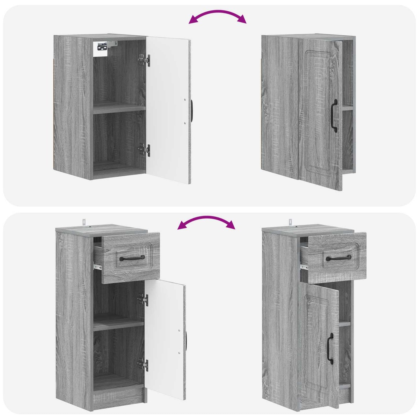vidaXL 4 Piece Bathroom Cabinet Set UTRECHT Grey Sonoma
