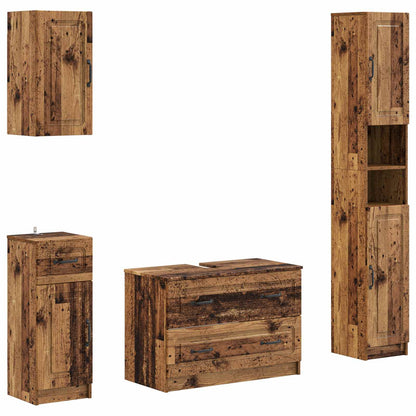 vidaXL 4 Piece Bathroom Cabinet Set UTRECHT Old Wood Engineered Wood