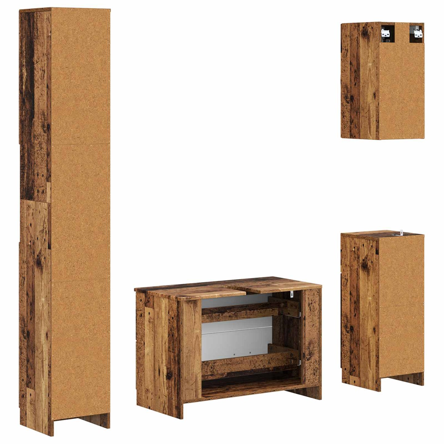 vidaXL 4 Piece Bathroom Cabinet Set UTRECHT Old Wood Engineered Wood