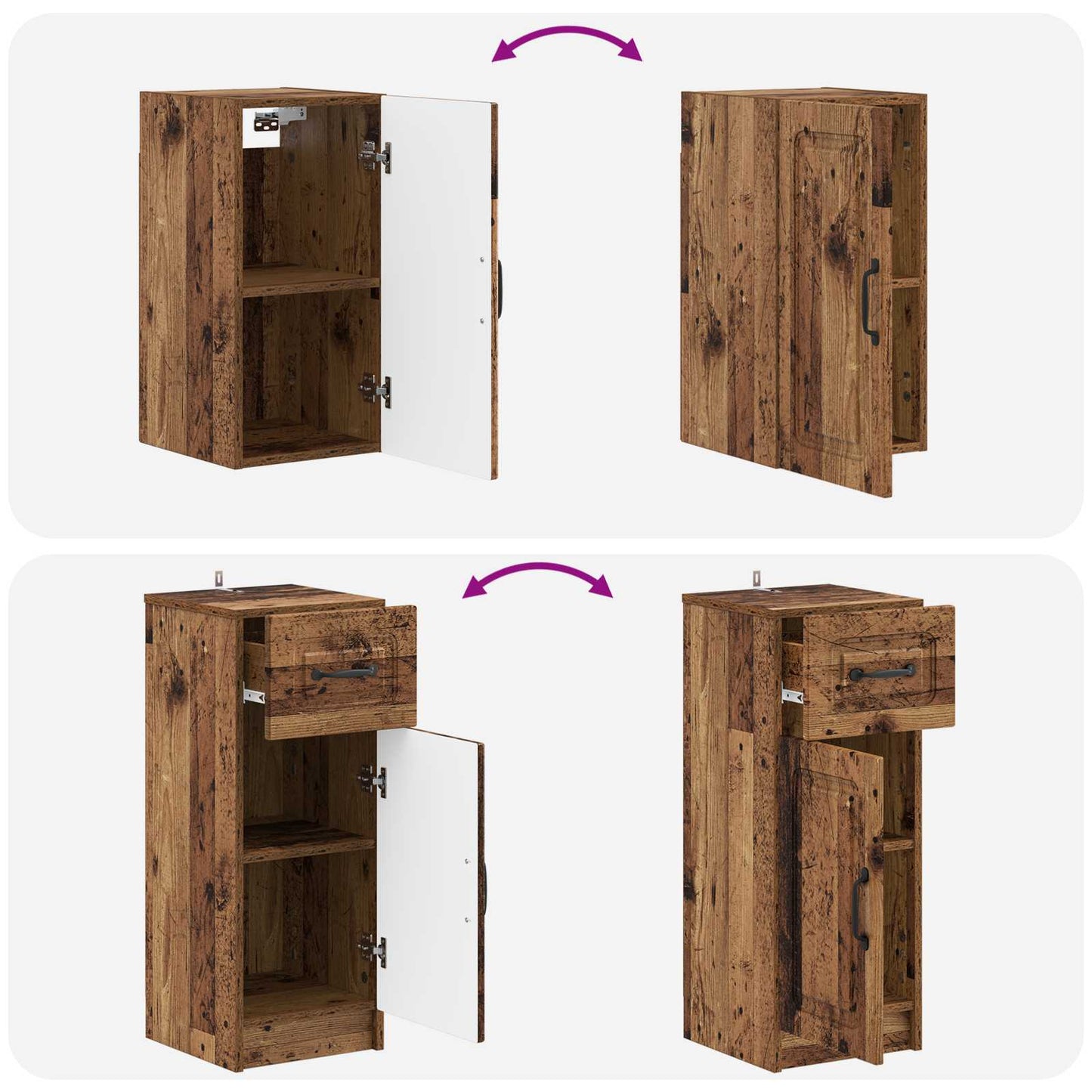 vidaXL 4 Piece Bathroom Cabinet Set UTRECHT Old Wood Engineered Wood