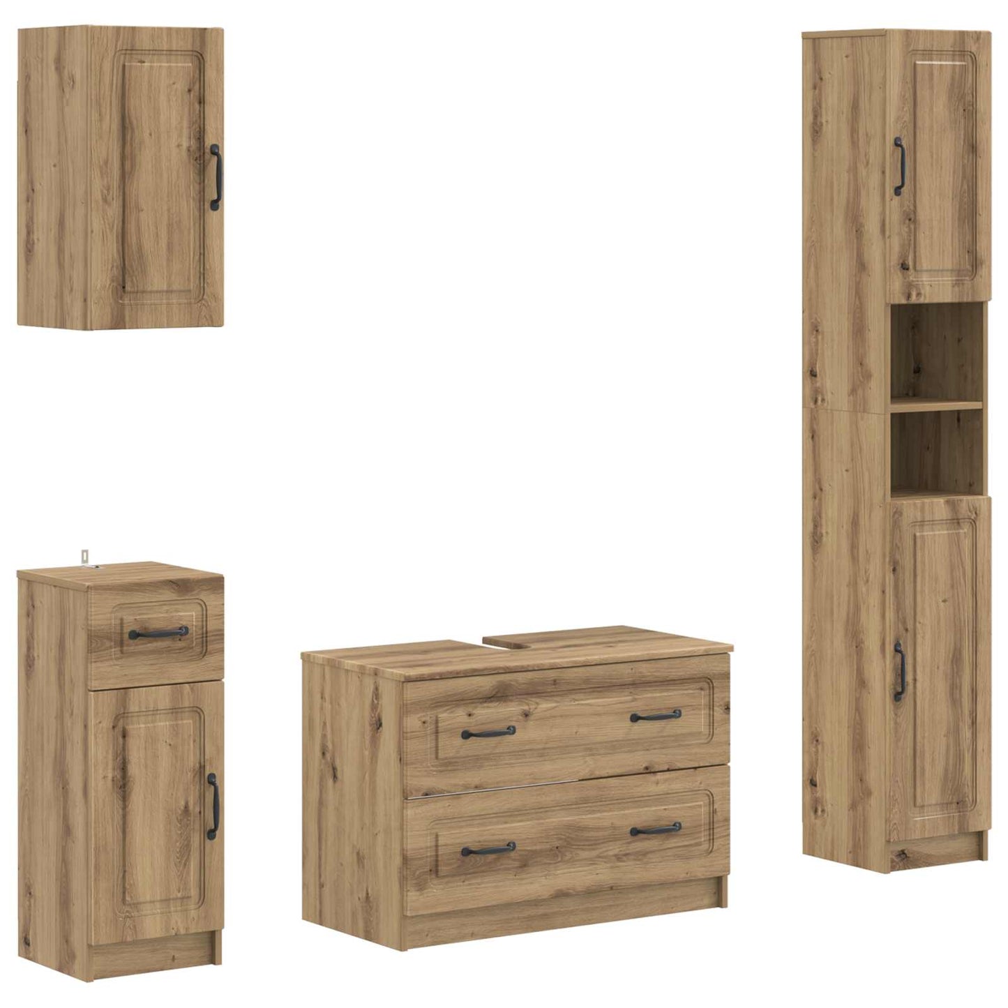 vidaXL 4 Piece Bathroom Cabinet Set UTRECHT Artisan Oak