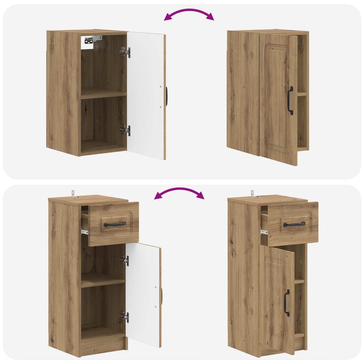 vidaXL 4 Piece Bathroom Cabinet Set UTRECHT Artisan Oak
